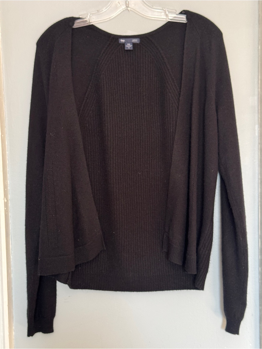Gap 100% Cashmere Black Open Front Cardigan Sweater Size M Soft Wool Fall